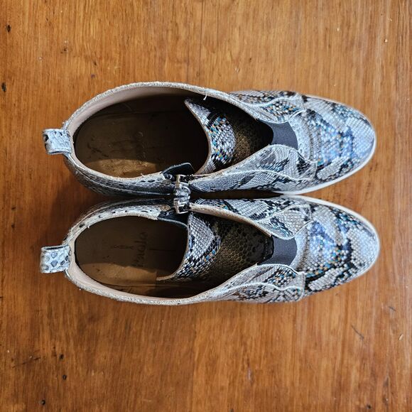Linea Paolo Felicia Wedge Grey Sneaker Booties Platform 9.5 Snake Print - Picture 9 of 9